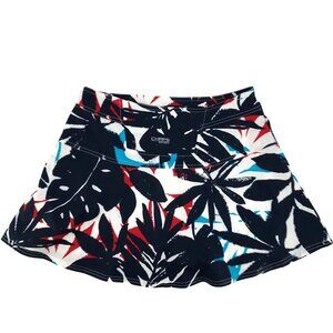 Chaps Sports Womens Flat Front Activewear Navy White Print Flare Skort Size 8